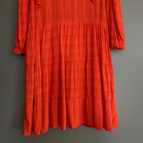 Anthropologie Amadi Rossi Dress Size Large Red Orange Ruffles Gauzy‎ Lightweight - Picture 16 of 16